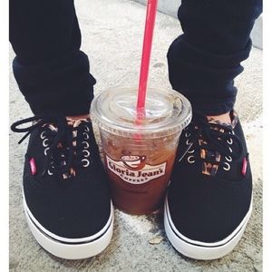 Black Vans With Cheetah/Leopard Print