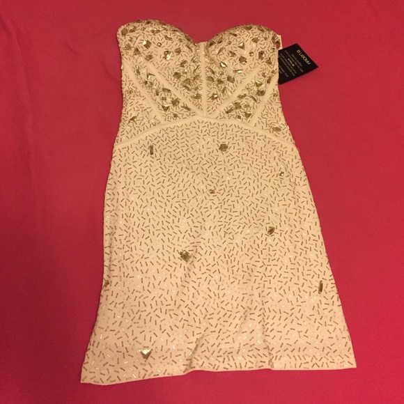 NWT off-white beaded bodycon dress