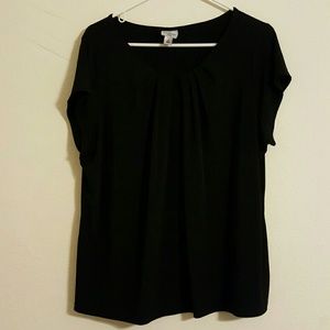 Black blouse with pleated neckline