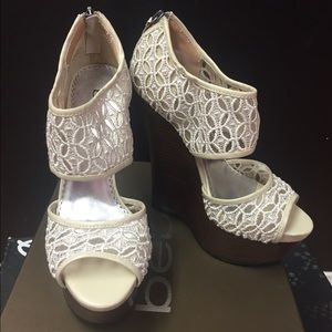 Bebe Celia lace wedge heels 7.5