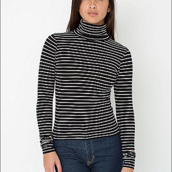 American Apparel Stripe Long Sleeve Turtleneck