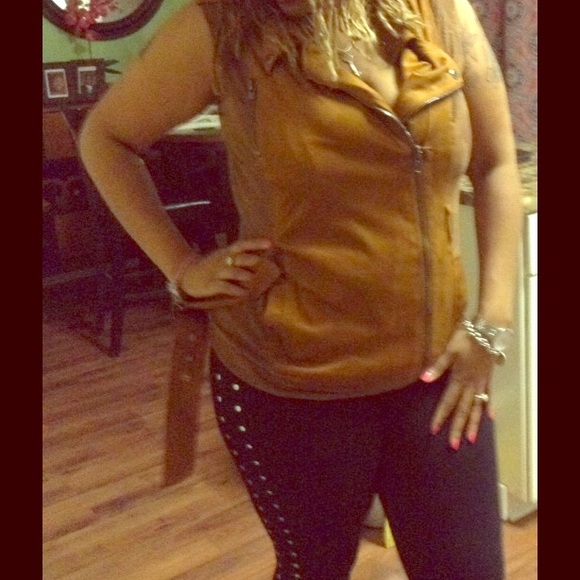 Brown faux suede vest