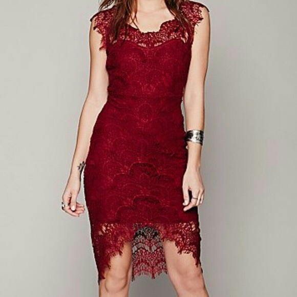 Free People cranberry lace dress
