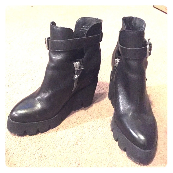 ASH Ricky Leather Wedge Ankle Boots
