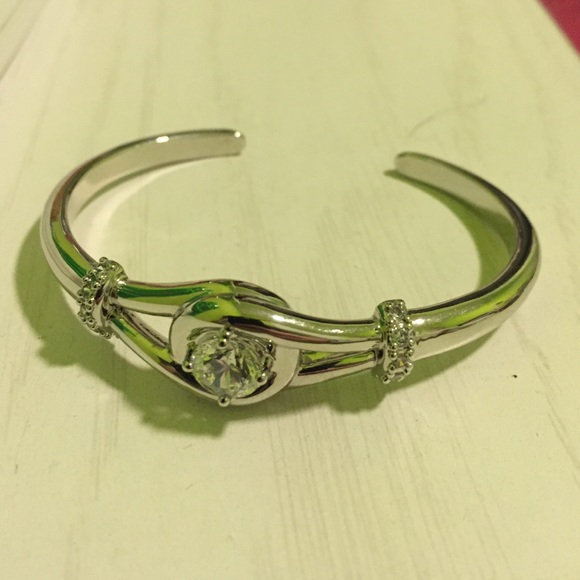 Silver Diamond Bangle Bracelet