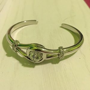 Silver Diamond Bangle Bracelet