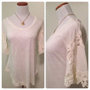 Cream Top with Lace Detailing