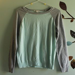 Mint/grey baseball tee sweater