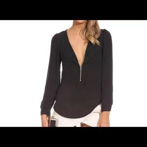 Chiffon long sleeve zipper top Brand New