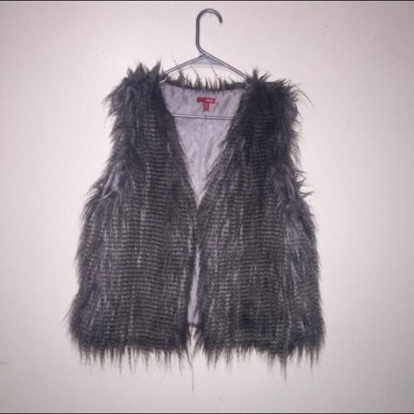 Gray Faux Fur Vest.