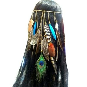 New Bohemian Hippie Feather Leaf Fringe Headdress