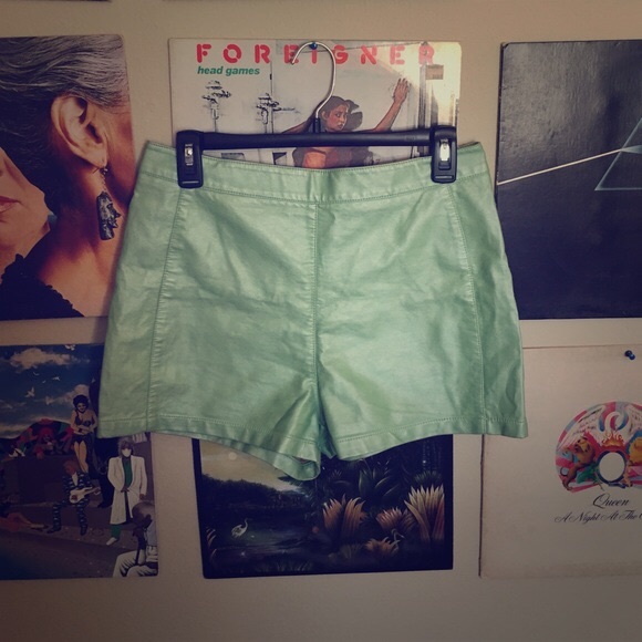 Mint green forever 21 faux leather short