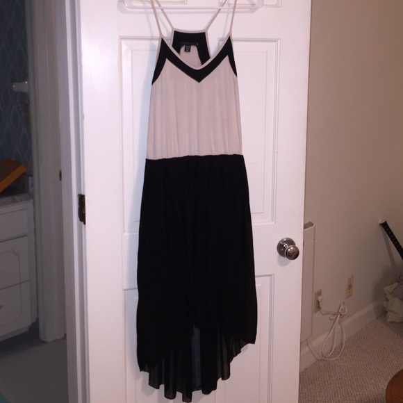 Cream and Black High-Low Dress