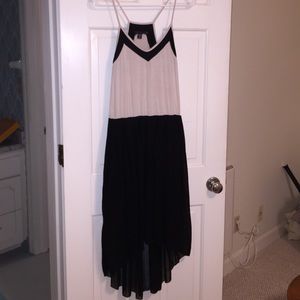 Cream and Black High-Low Dress