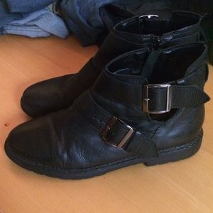 Black Top Shop Ankle Boots with Double Buckle