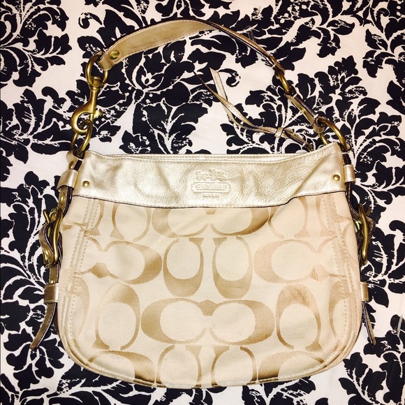 Coach Zoe Gold Signature Hobo Bag