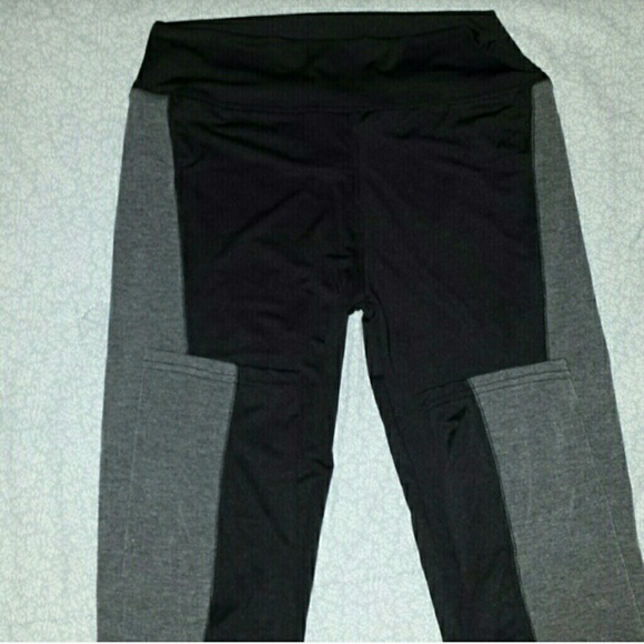 Grey & Black Color Block Yoga Style Leggings. - Picture 2 of 4