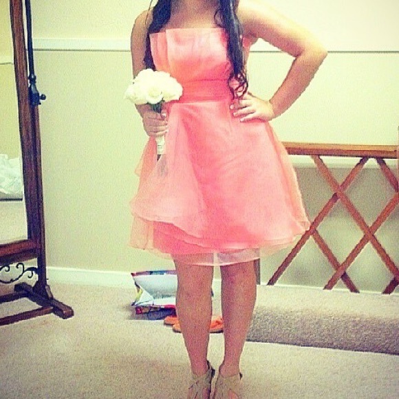 Short Pink Tulle Bridesmaid Homecoming Dress