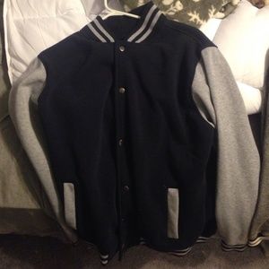 Navy Blue and Grey Letterman Type Jacket