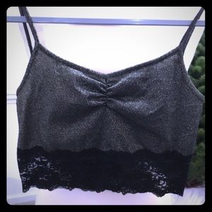 Metallic Glittery Black Lace Bralet
