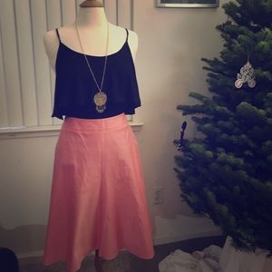 Salmon Pink Flared A Line Skirt