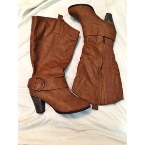 Brown Faux Leather Boots