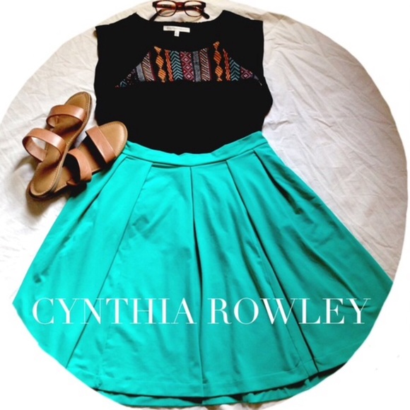 Cynthia Rowley Jade Green Pleated Skirt