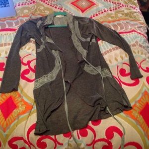 Gray Cardigan with crochet details