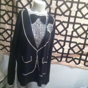 Long sleeve vintage tuxedo t-shirt