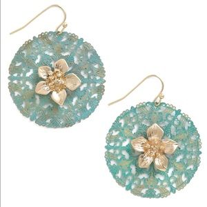 Gold and Turquoise Floral Earrings
