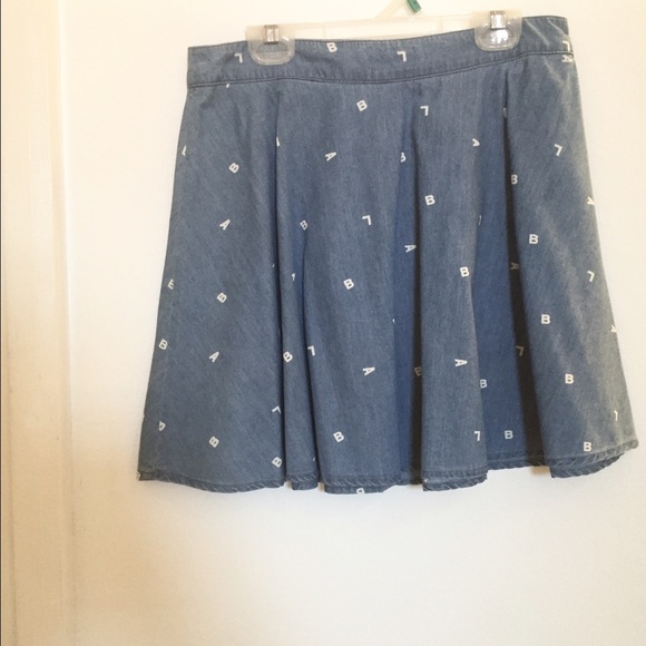 Letter print denim mini skirt