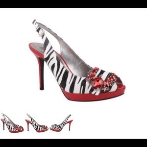 J. Renee White, Black, Red Zebra Print Patent