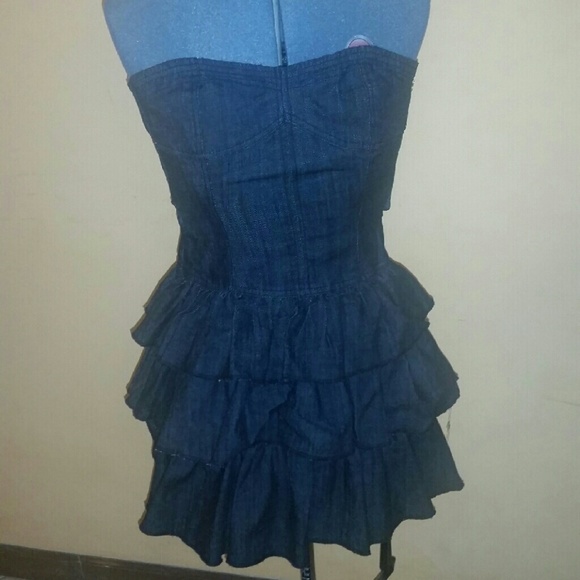 Denim ruffled dress