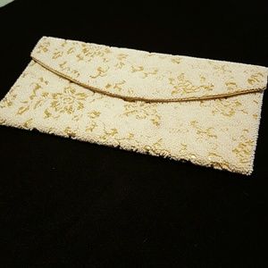 Gold and pearl evening clutch