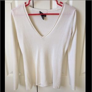 White Vneck Sweater NY&Co