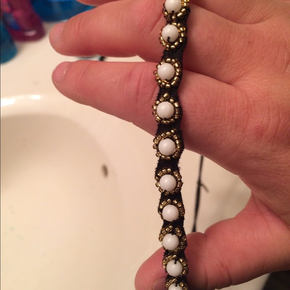 Pink pewter gold and white headband