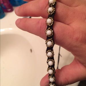 Pink pewter gold and white headband