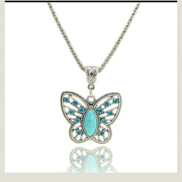 BRAND NEW Turquoise Butterfly  necklace dainty pendant