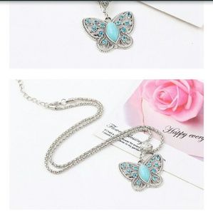 BRAND NEW Turquoise Butterfly  necklace dainty pendant