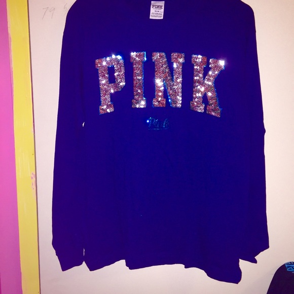 Pink Victoria secret bling campus shirt