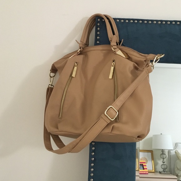 Nude satchel or cross body with gold detailing - Picture 1 of 4