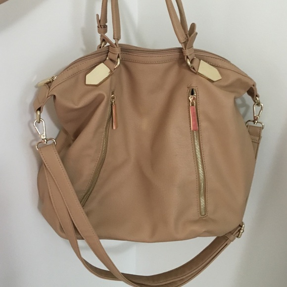 Nude satchel or cross body with gold detailing - Picture 2 of 4
