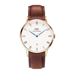 NIB Daniel Wellington Brown Leather Silver Watch