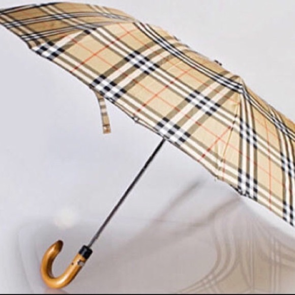 burberry umbrella wood handle