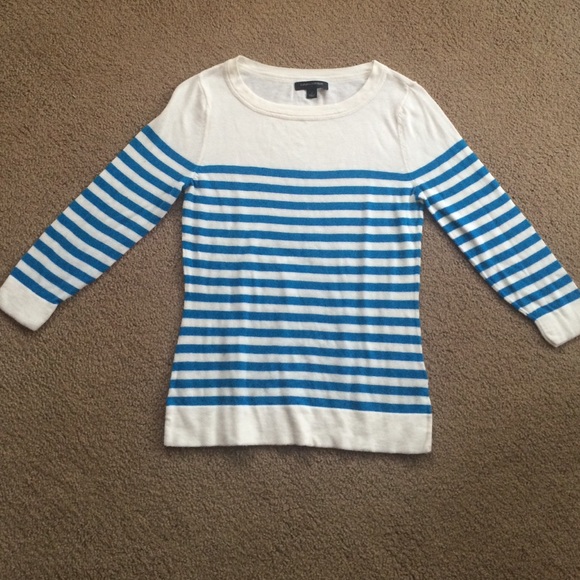 Blue and white striped sweater