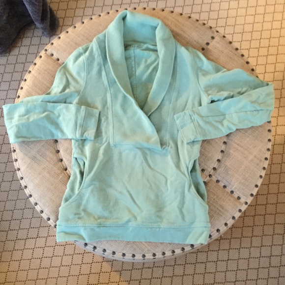 Shawl neck light green sweatshirt size small