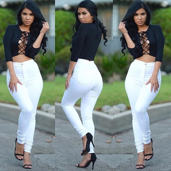 High Wasted Skinnies-white