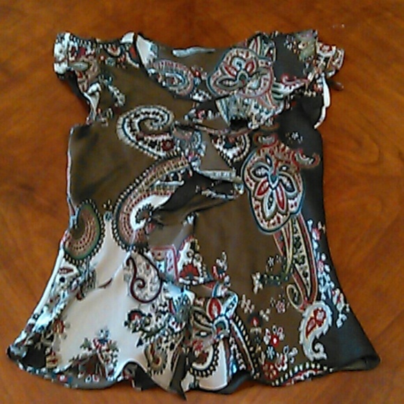 Silk Like Paisley Ruffle Blouse - Picture 1 of 3