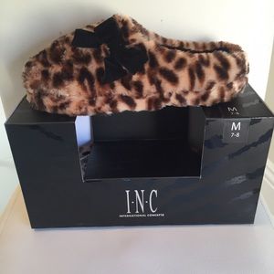 INC International Concepts Plush Leopard Slippers