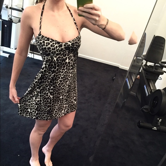 Express leopard halter dress